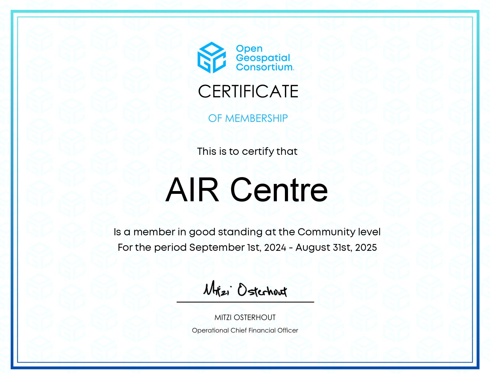 AIR Centre Joins Open Geospatial Consortium (OGC)